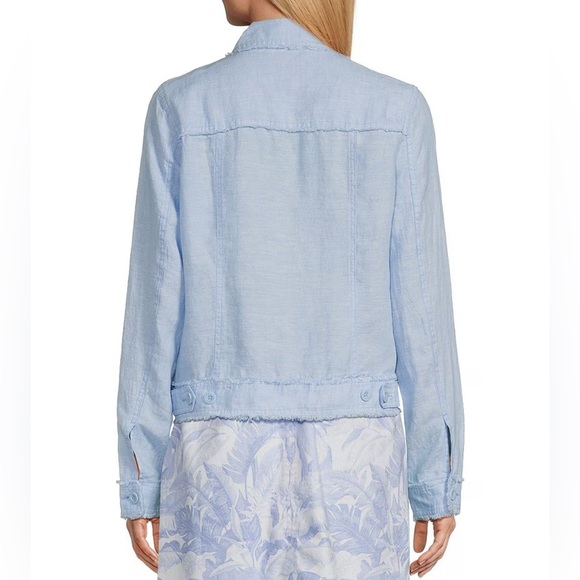 Tommy Bahama Two Palms Linen Raw Edge Jacket in Light Sky Size L NWOT - Picture 2 of 8